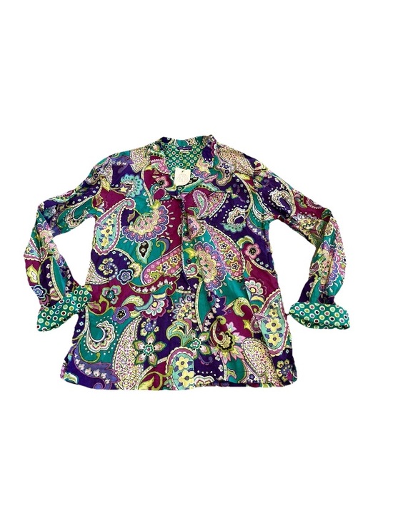 Vera Bradley Tops - Vera Bradley Purple, Teal & Green Paisley Button-Front Top